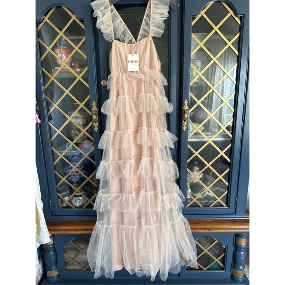 Show Me Your Mumu Fairy Tale Maxi Dress Tulle Dusty Blush SZ M NWT ($298 Retail) - Picture 3 of 10